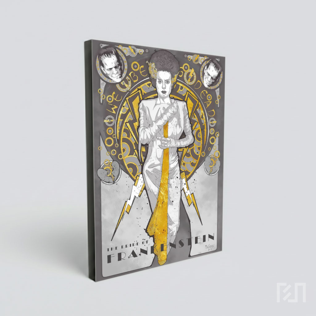 Ilustrasi Art Deco Bride of Frankenstein Klasik