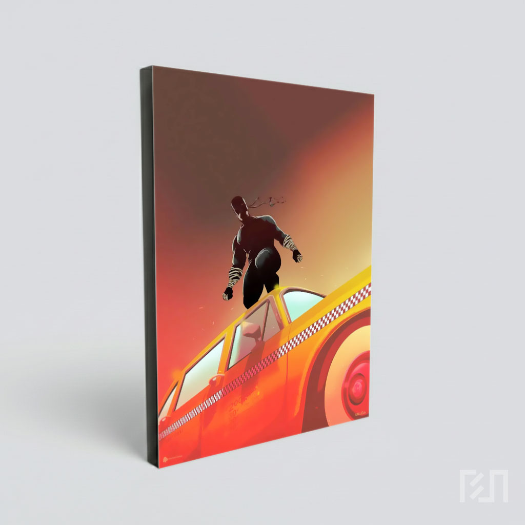 Ilustrasi Daredevil di Atas Taksi Kuning New York