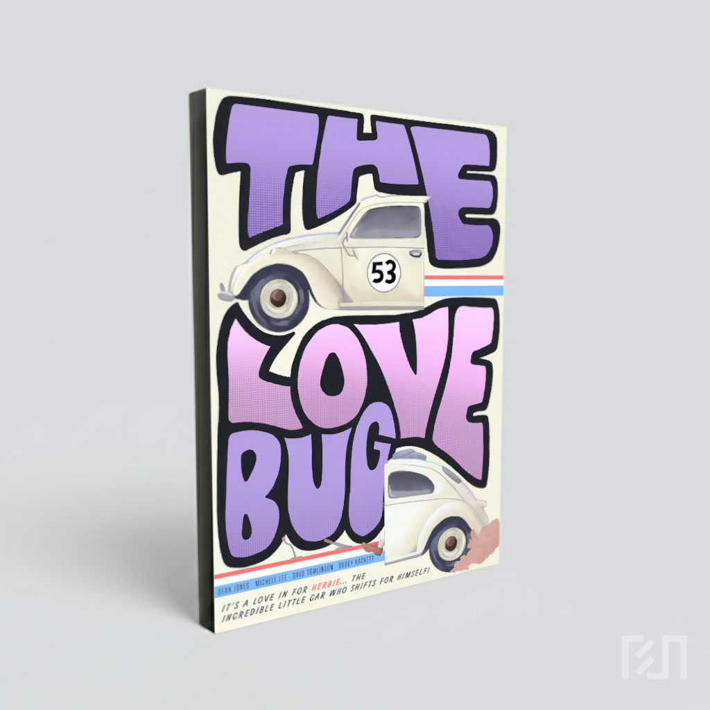 Ilustrasi Herbie The Love Bug VW Beetle 53 Retro