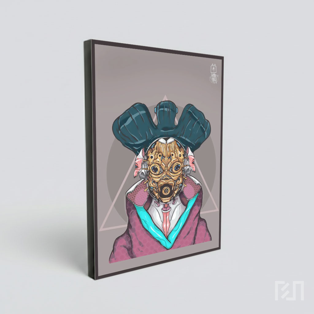Ilustrasi Karakter Cyberpunk Geisha Futuristik