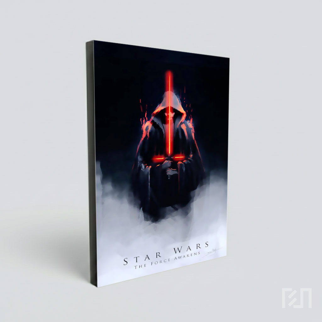 Ilustrasi Kylo Ren Star Wars dengan Lightsaber Merah