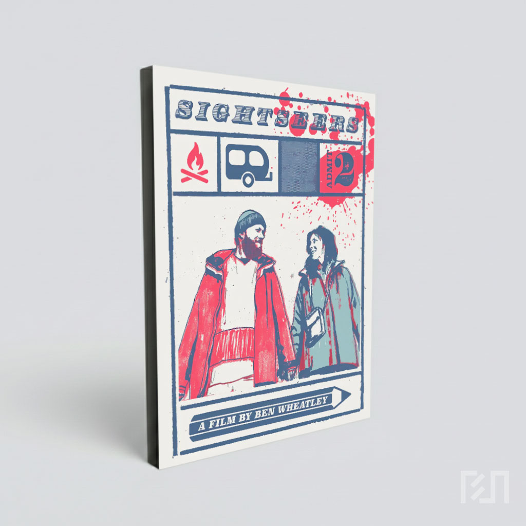 Ilustrasi Pasangan Berkemah Gaya Retro