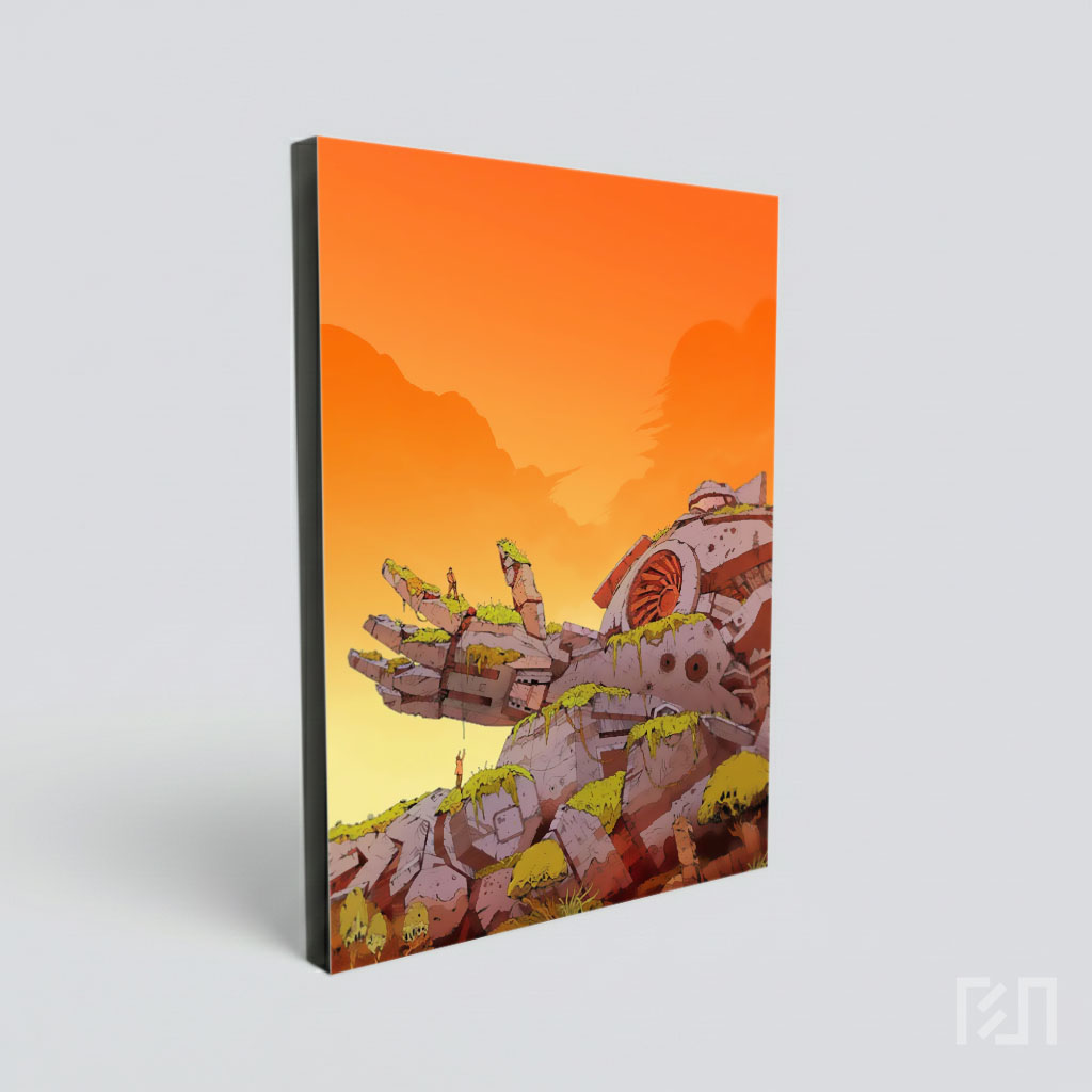 Ilustrasi Robot Raksasa Post-Apocalyptic Sci-Fi