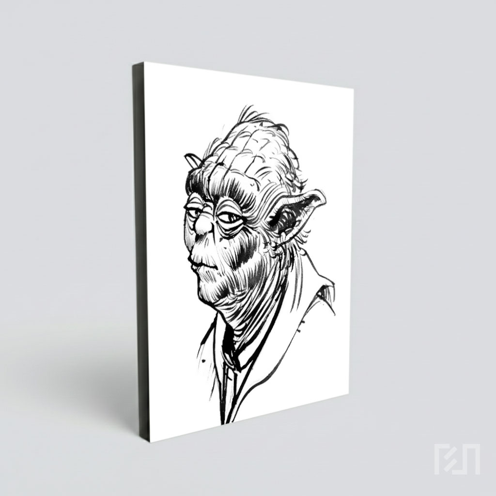 Ilustrasi Seni Hitam Putih Master Yoda Star Wars