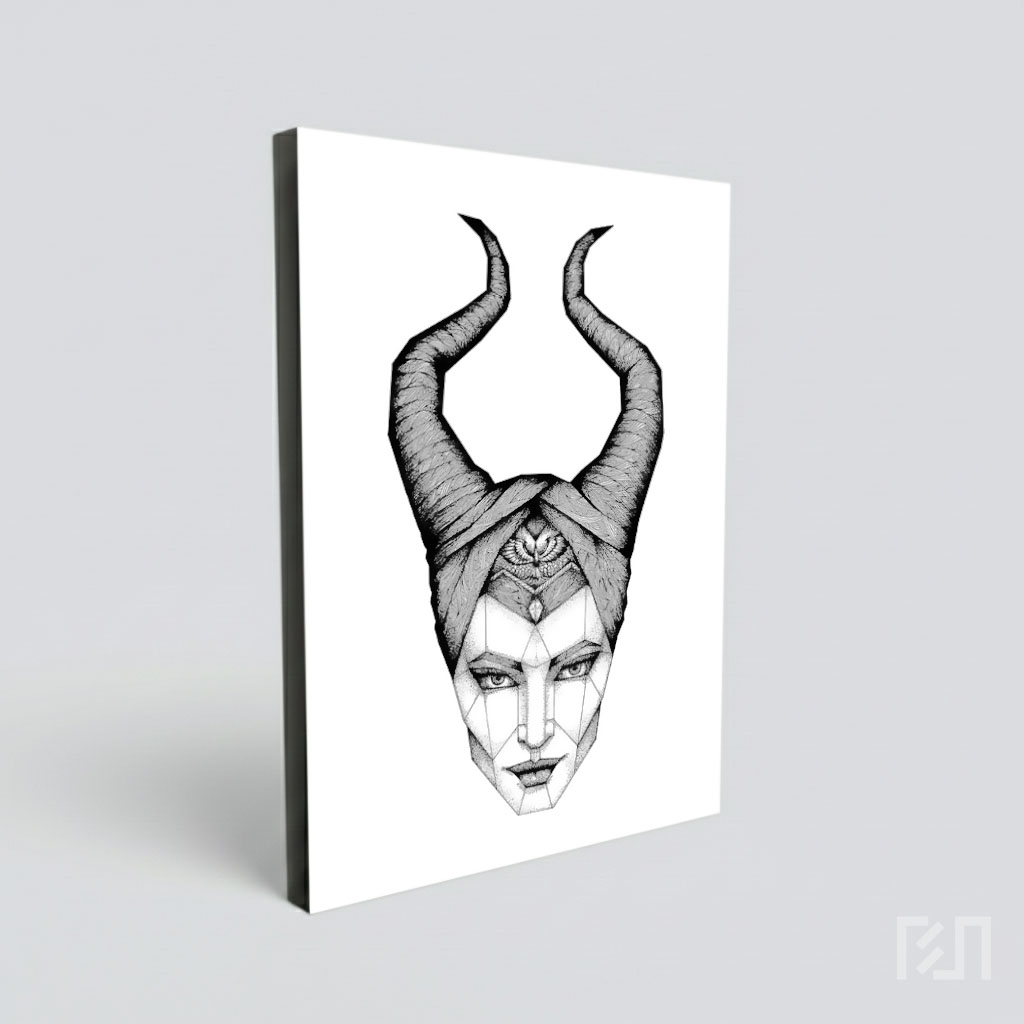 Ilustrasi Seni Maleficent Hitam Putih