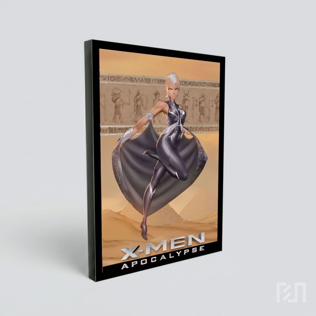 Ilustrasi Storm Marvel Berlatar Piramida Mesir