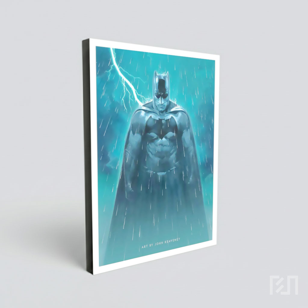 Poster Batman Berdiri di Tengah Hujan dan Kilat