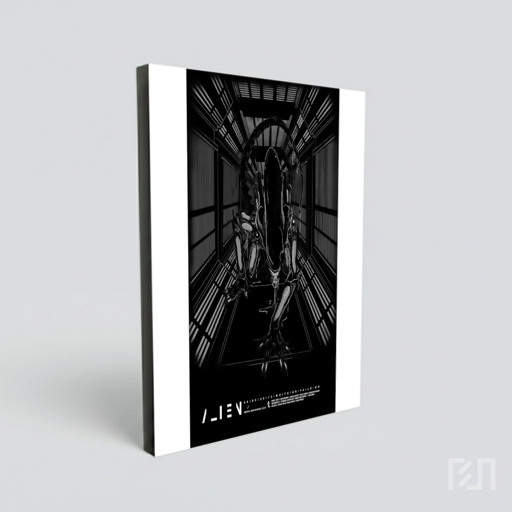 Poster Film Alien (1979) Hitam Putih Minimalis