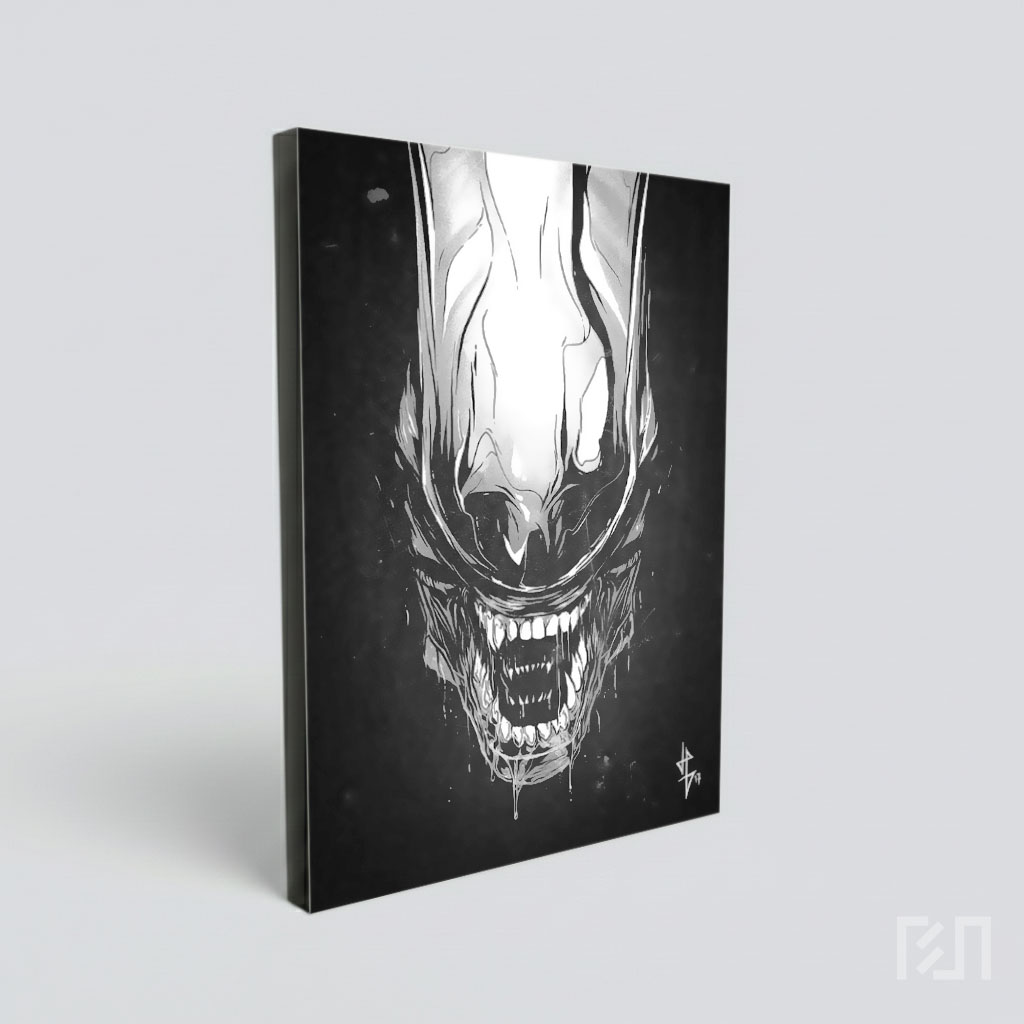 Poster Film Alien Hitam Putih Seram