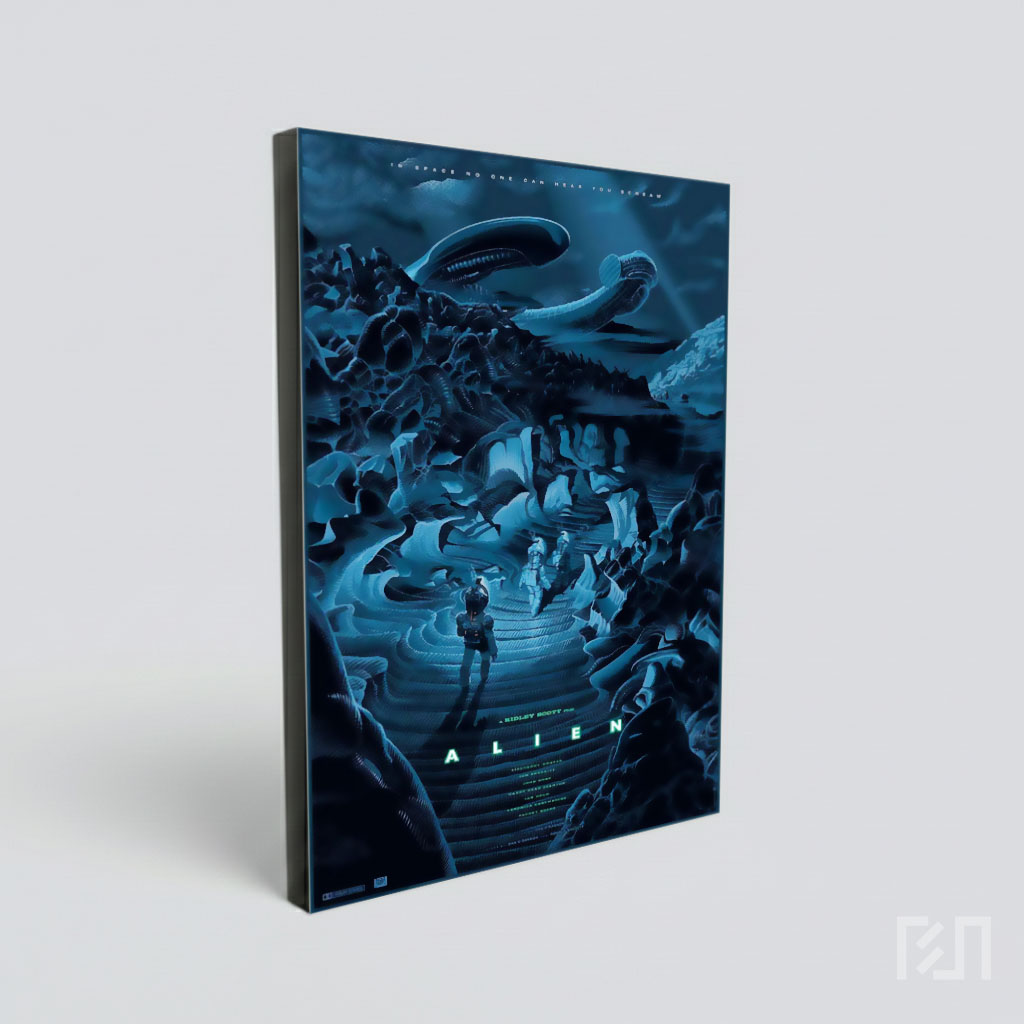 Poster Film Alien Klasik Karya Seni Biru