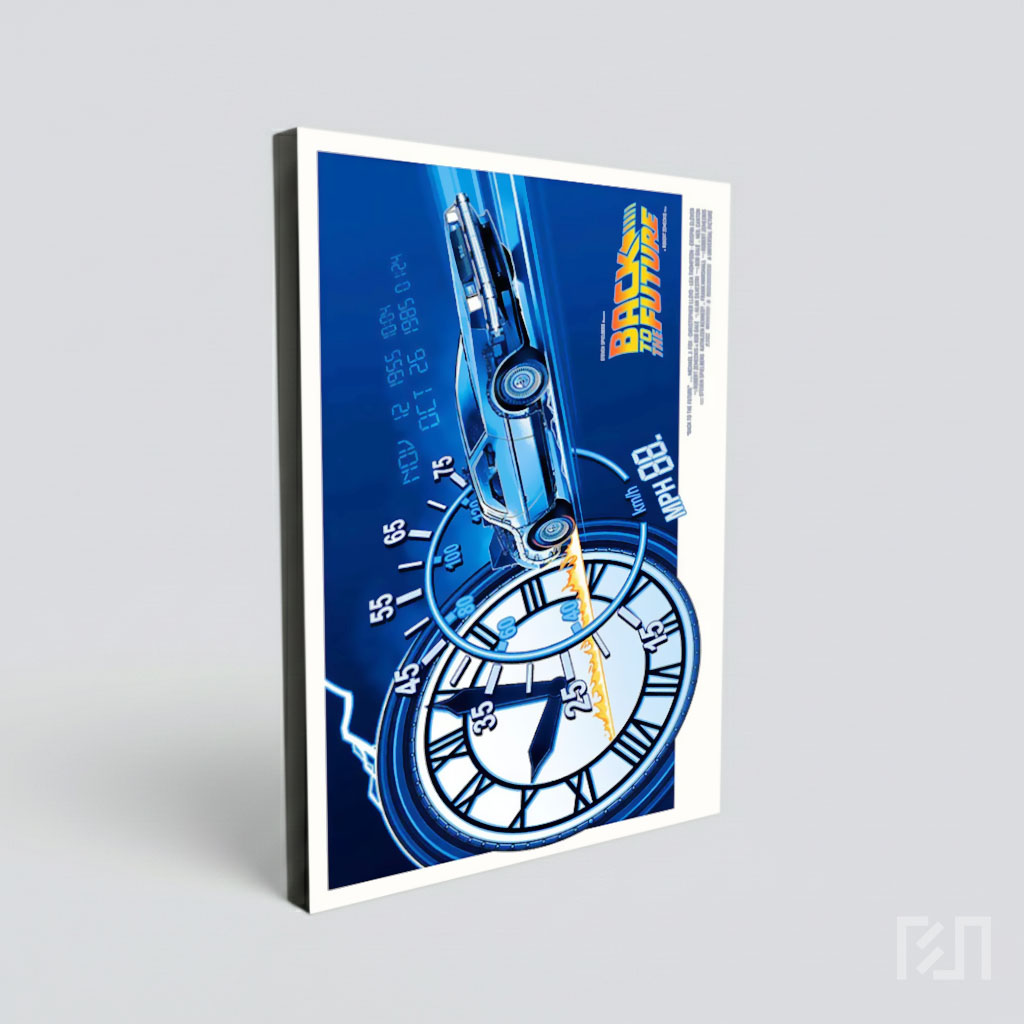 Poster Film Back to the Future dengan Mobil DeLorean