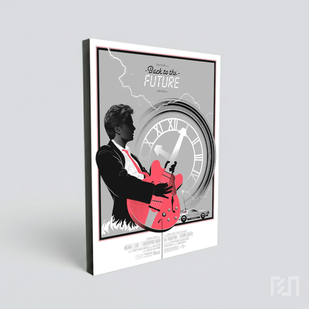 Poster Film Back to the Future Ilustrasi Gitar Merah