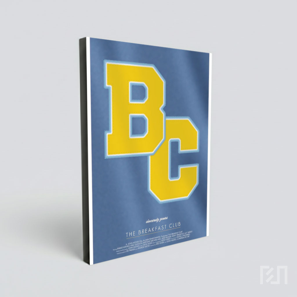 Poster Film BC dengan Desain Tipografi Varsity