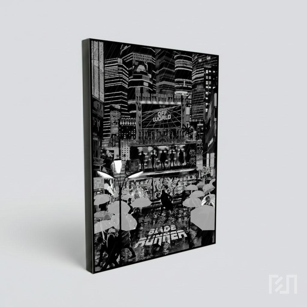 Poster Film Cyberpunk Noir Hitam Putih