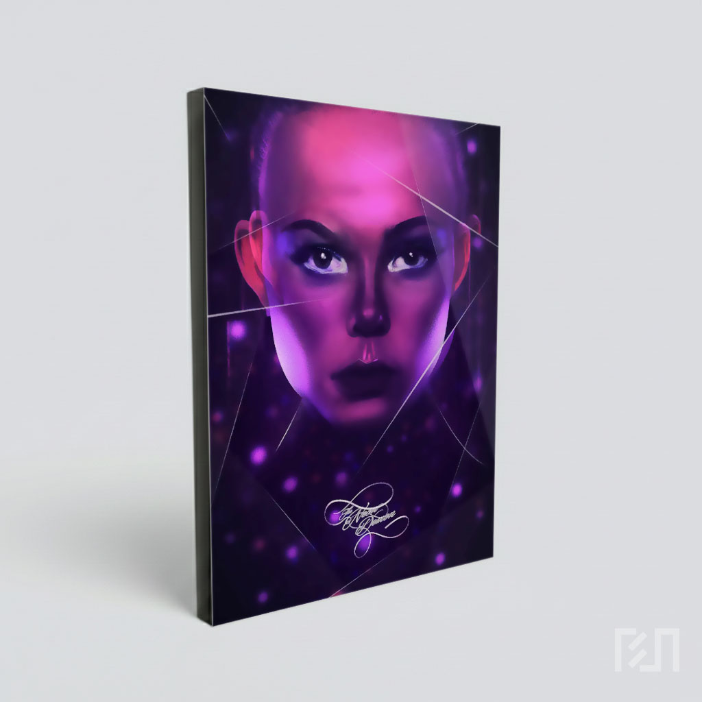 Poster Film Digital Art Potret Wanita Futuristik