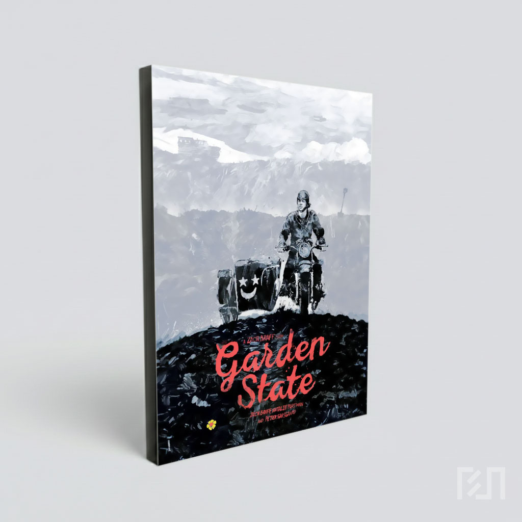 Poster Film Garden State Karya Seni Hitam Putih