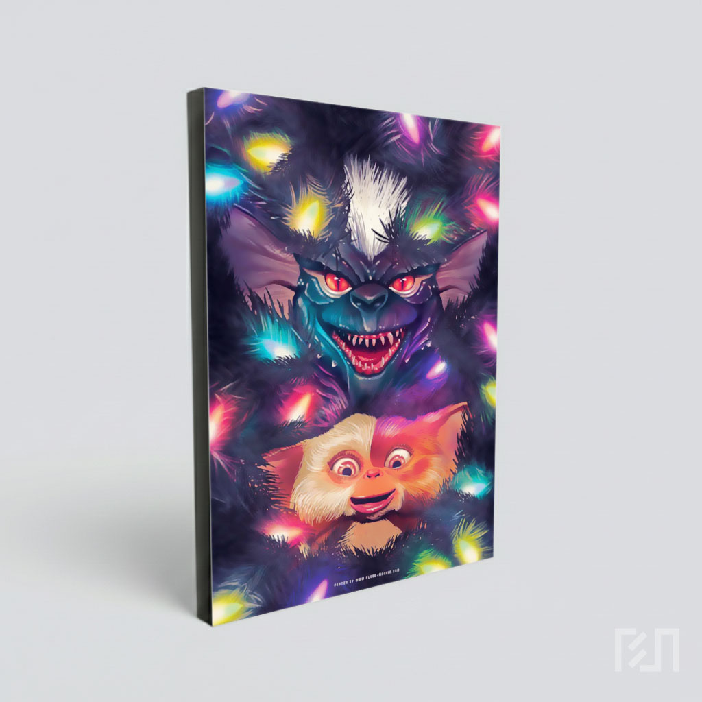 Poster Film Gremlins Gizmo dan Stripe Natal