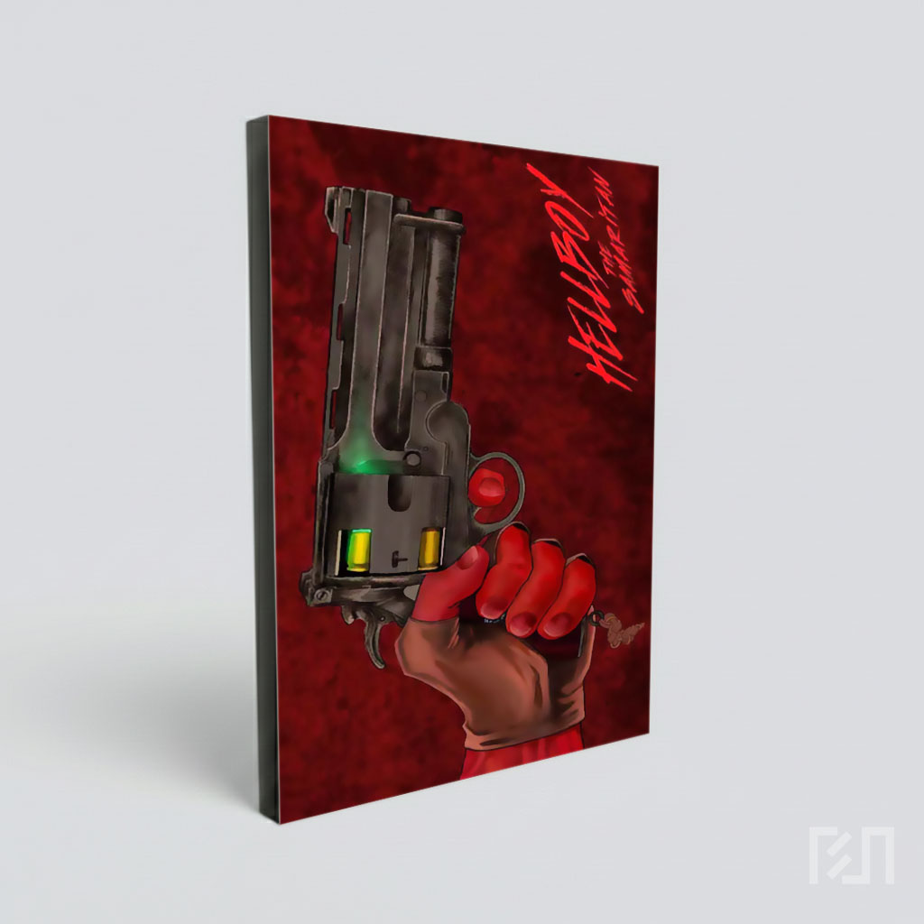 Poster Film Hellboy dengan Pistol Ikonik