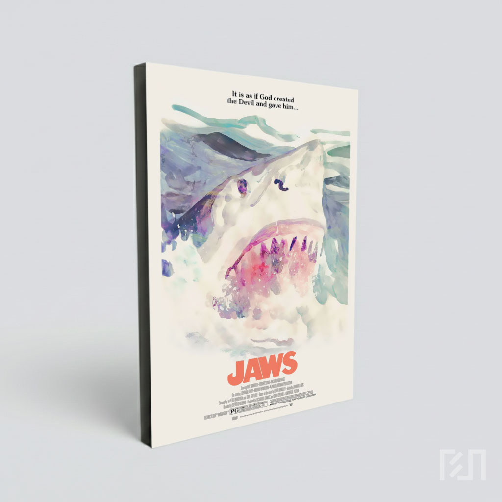 Poster Film Jaws Lukisan Cat Air