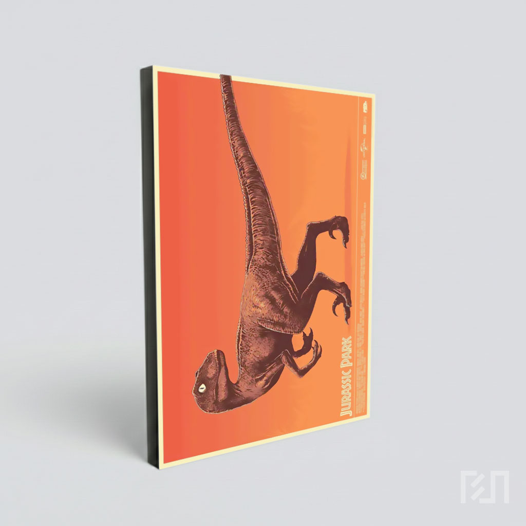 Poster Film Jurassic Park - Ilustrasi Velociraptor