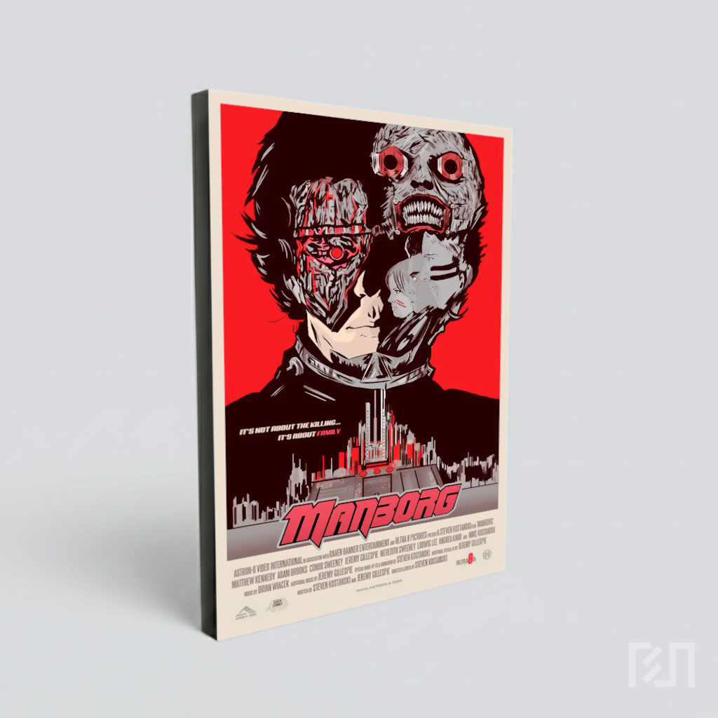 Poster Film Manborg Fiksi Ilmiah Retro