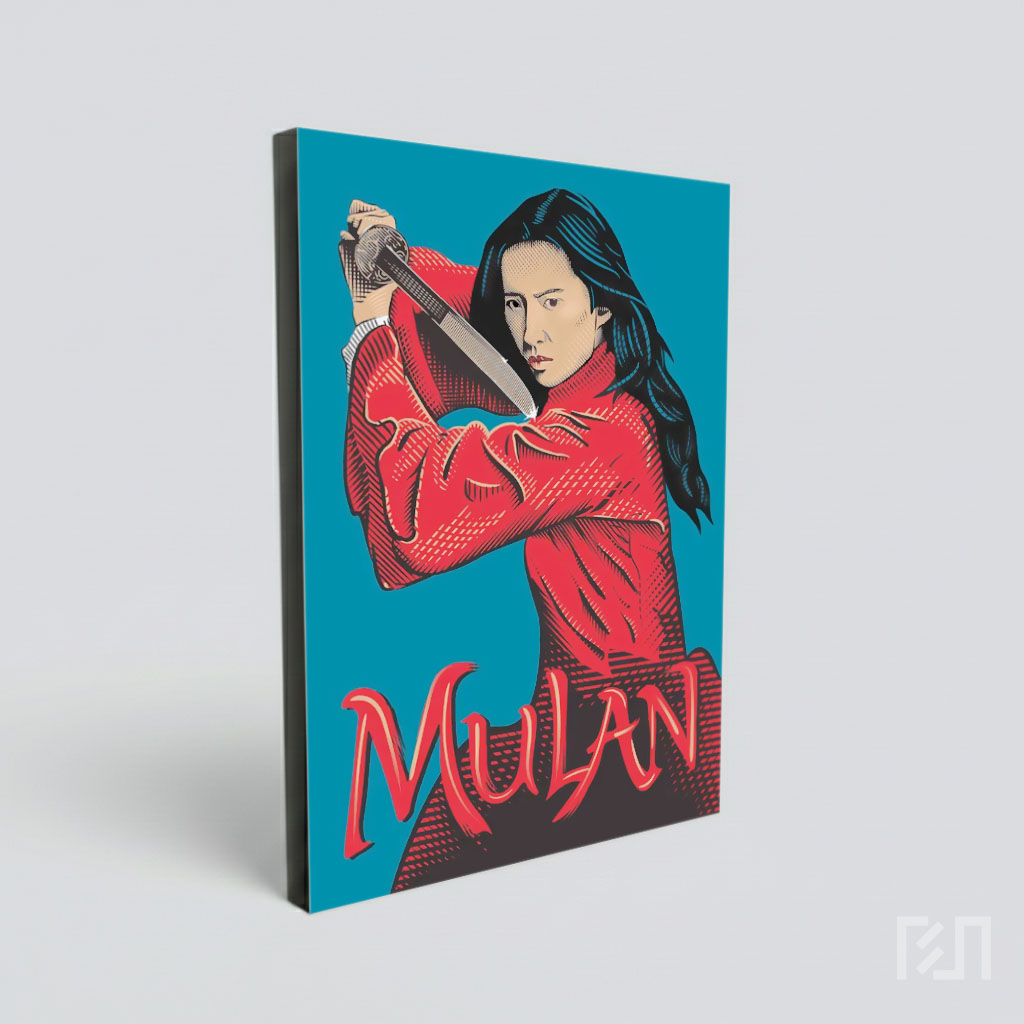 Poster Film Mulan Gaya Ilustrasi Klasik