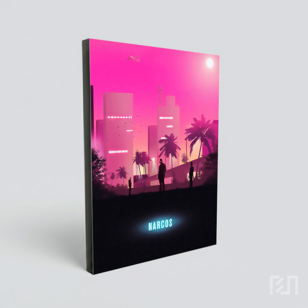 Poster Film Narcos Bergaya Retro Synthwave