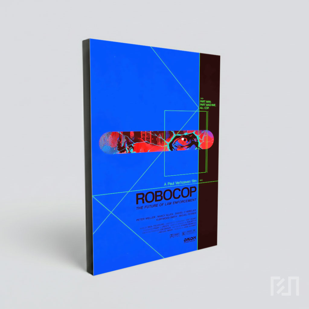 Poster Film Robocop Desain Minimalis Biru