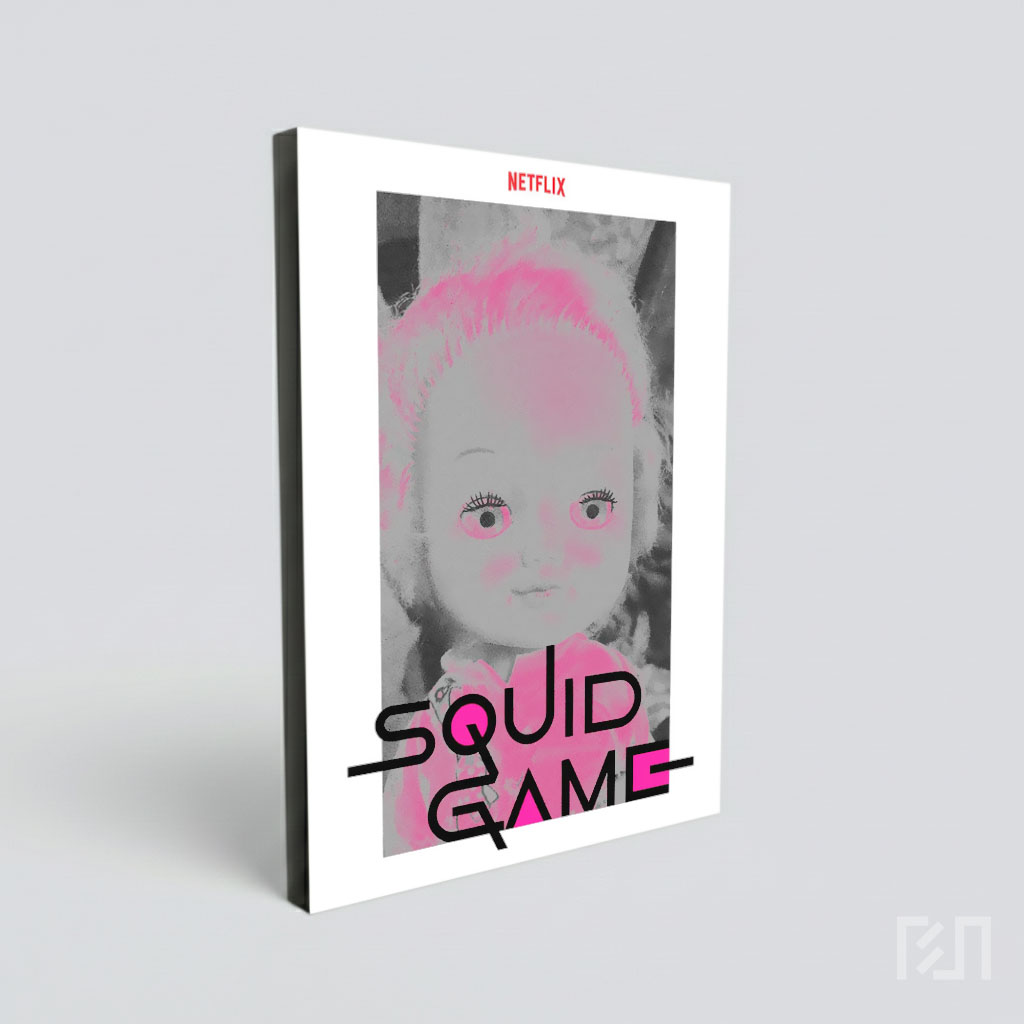 Poster Film Squid dengan Boneka Seram
