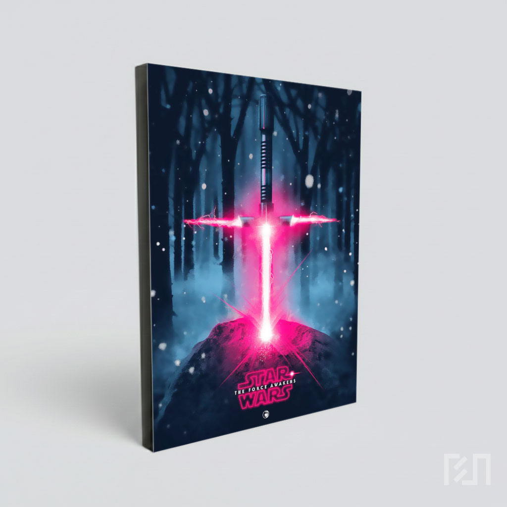 Poster Film Star Wars dengan Lightsaber Merah