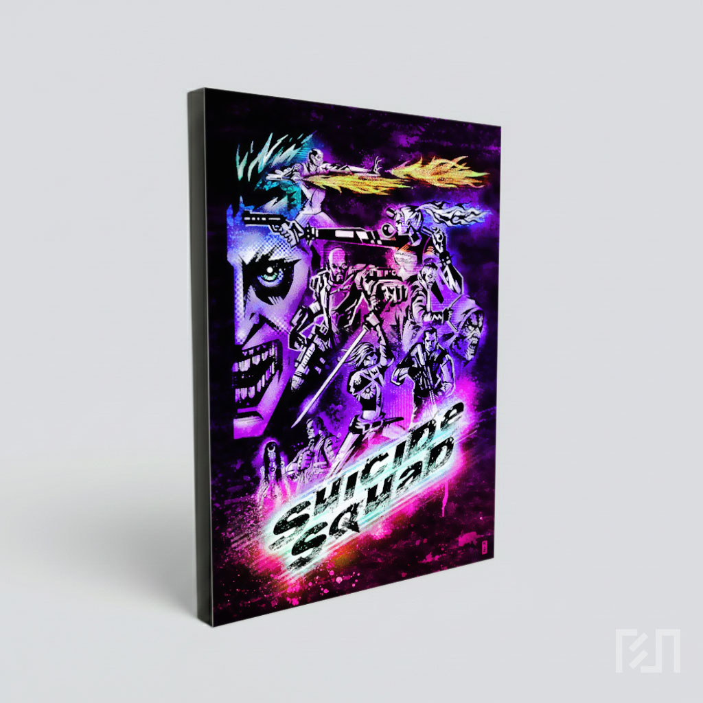 Poster Film Suicide Squad Gaya Retro Neon