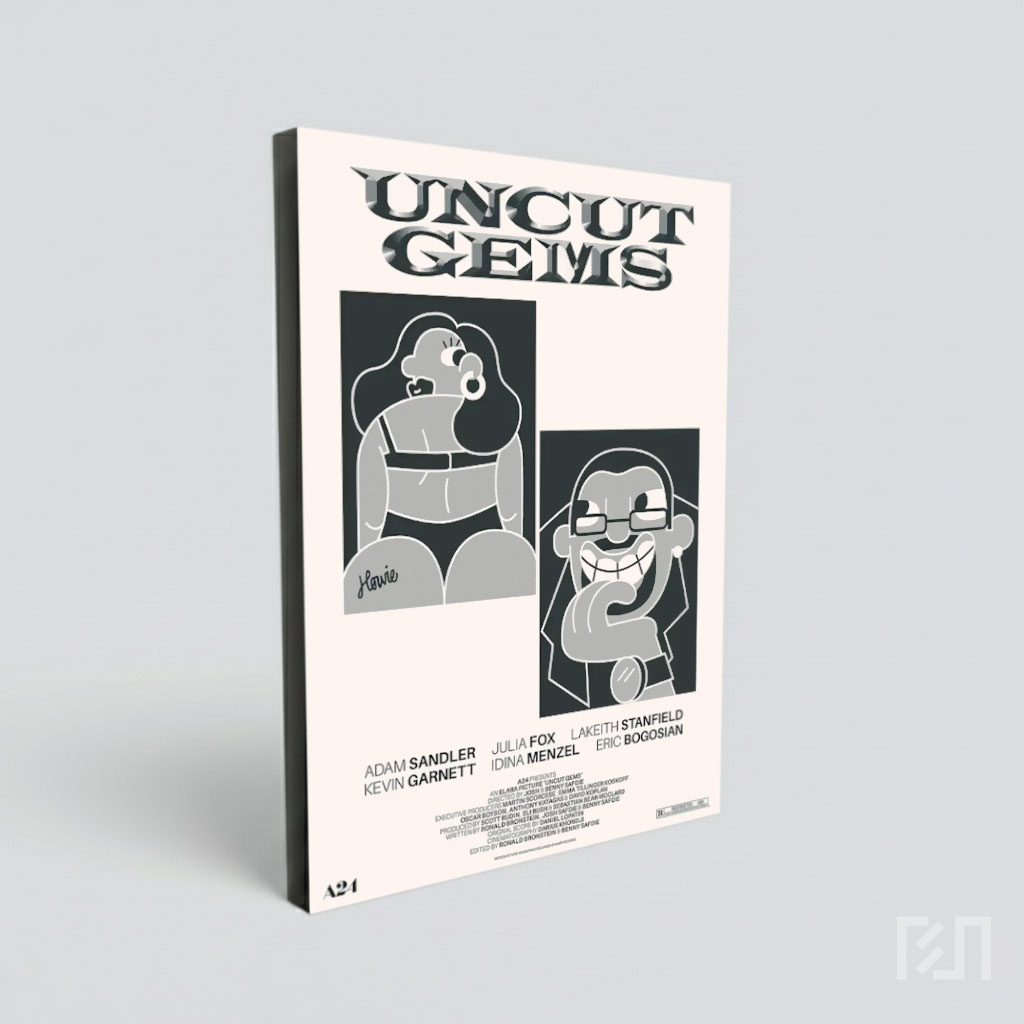 Poster Film Uncut Gems Bergaya Ilustrasi Minimalis