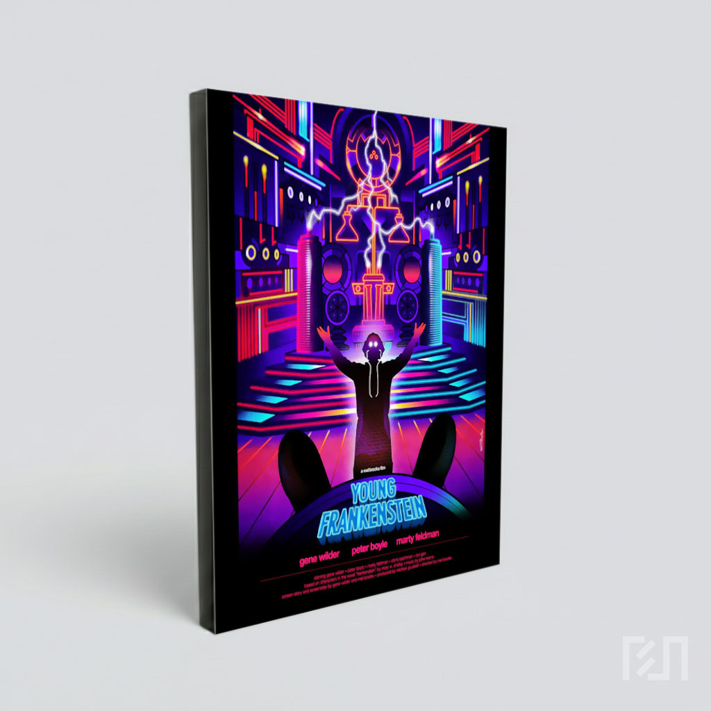 Poster Film Young Frankenstein Gaya Neon Retro
