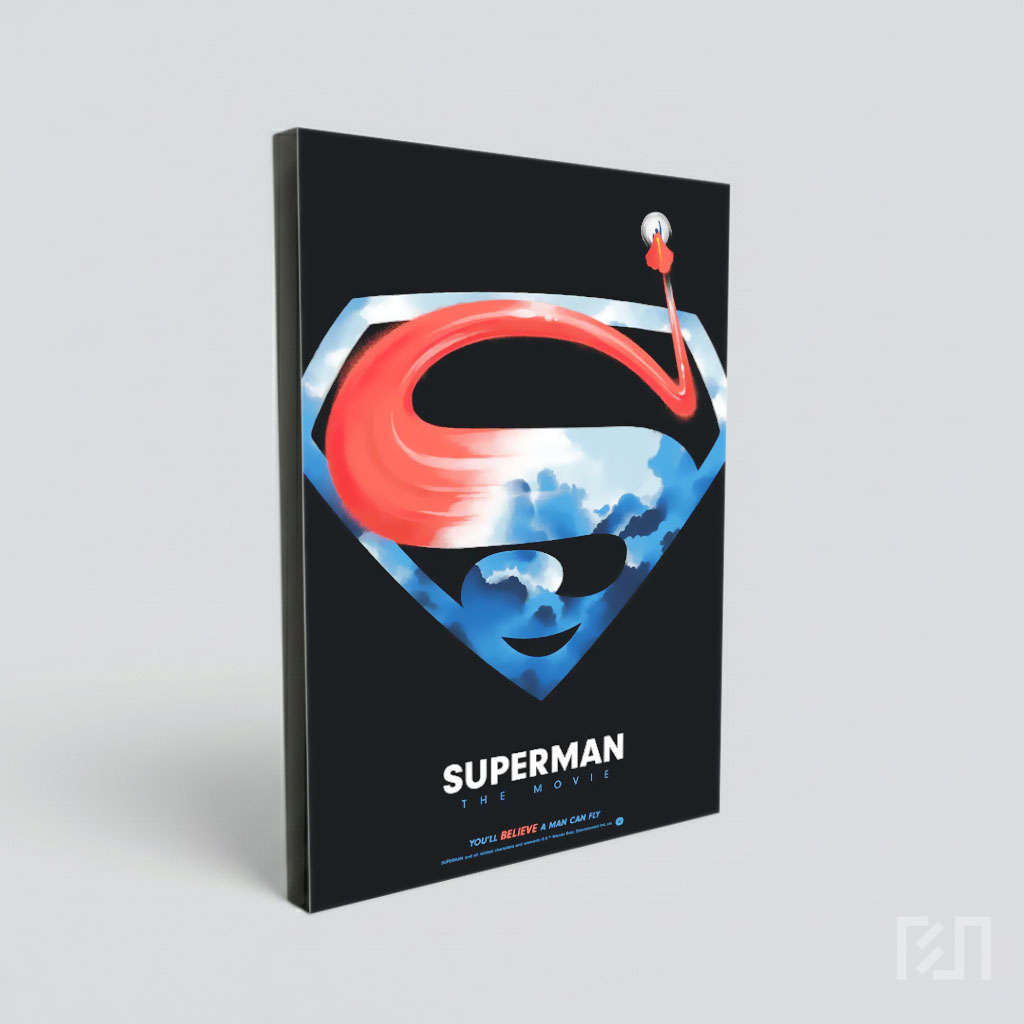 Poster Ikon Superman dengan Efek Awan