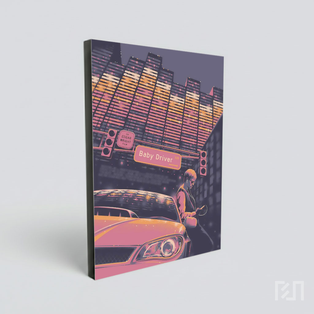 Poster Ilustrasi Film Baby Driver Karya Edgar Wright