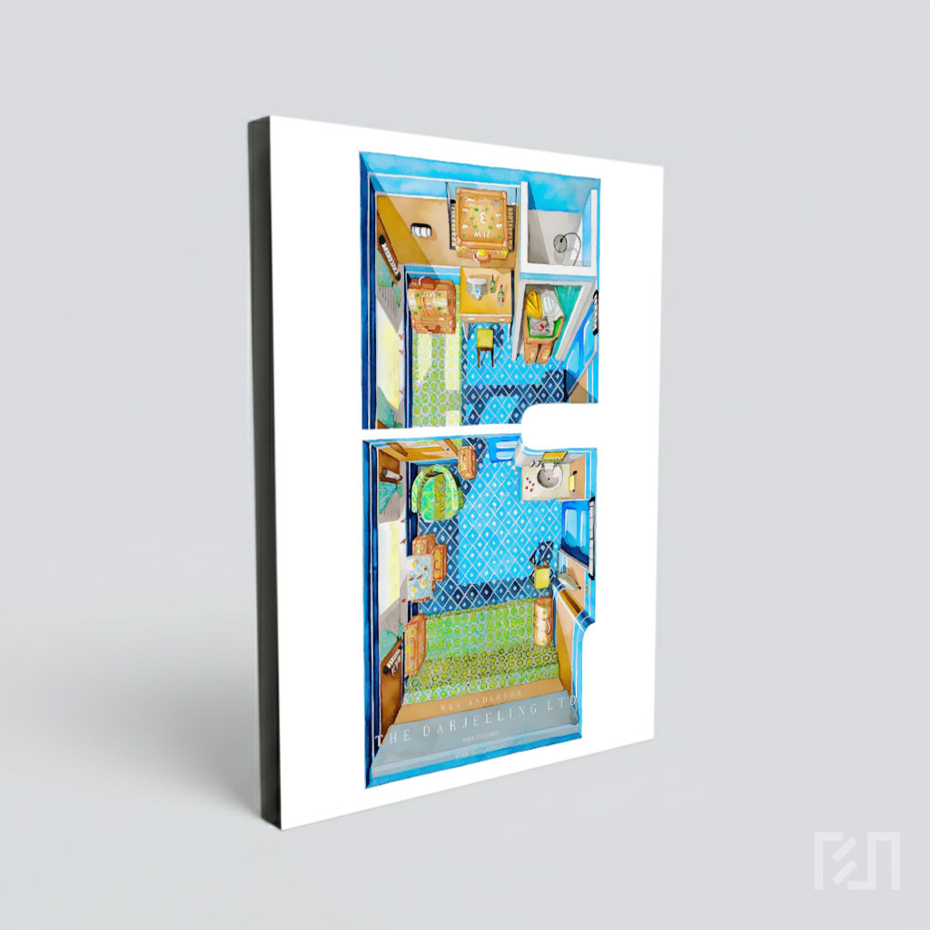 Poster Ilustrasi Interior Kereta The Darjeeling Limited