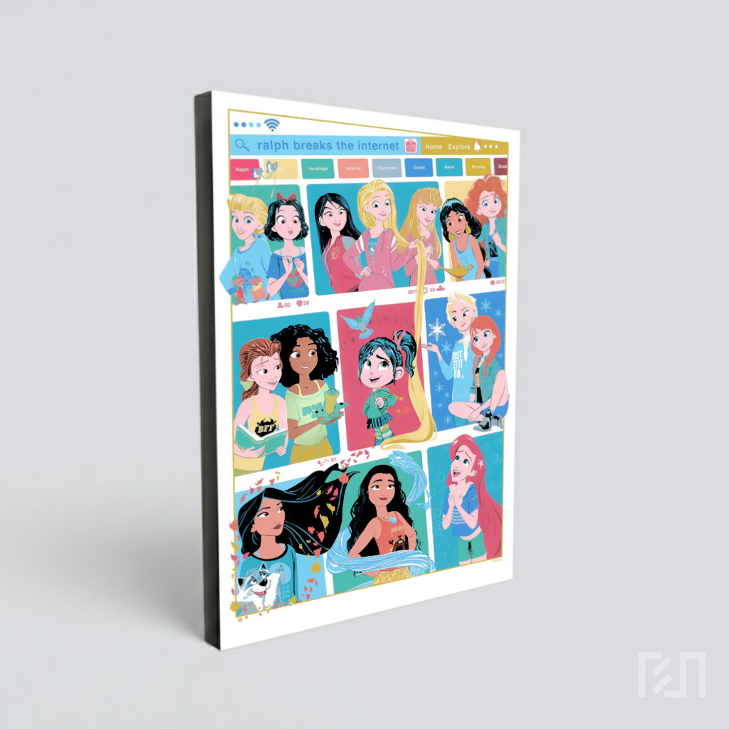 Poster Ilustrasi Karakter Disney Princess Ralph Breaks the Internet