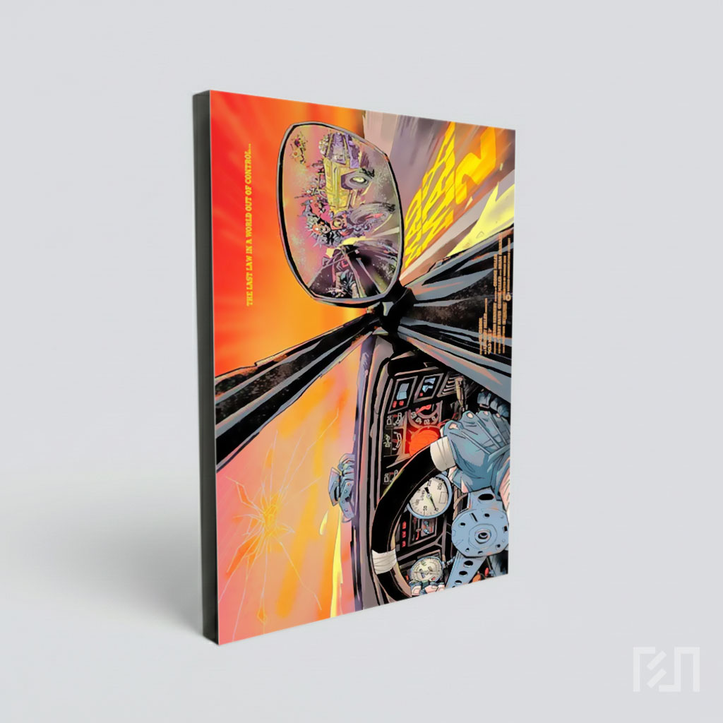 Poster Ilustrasi Mad Max Menyetir Mobil