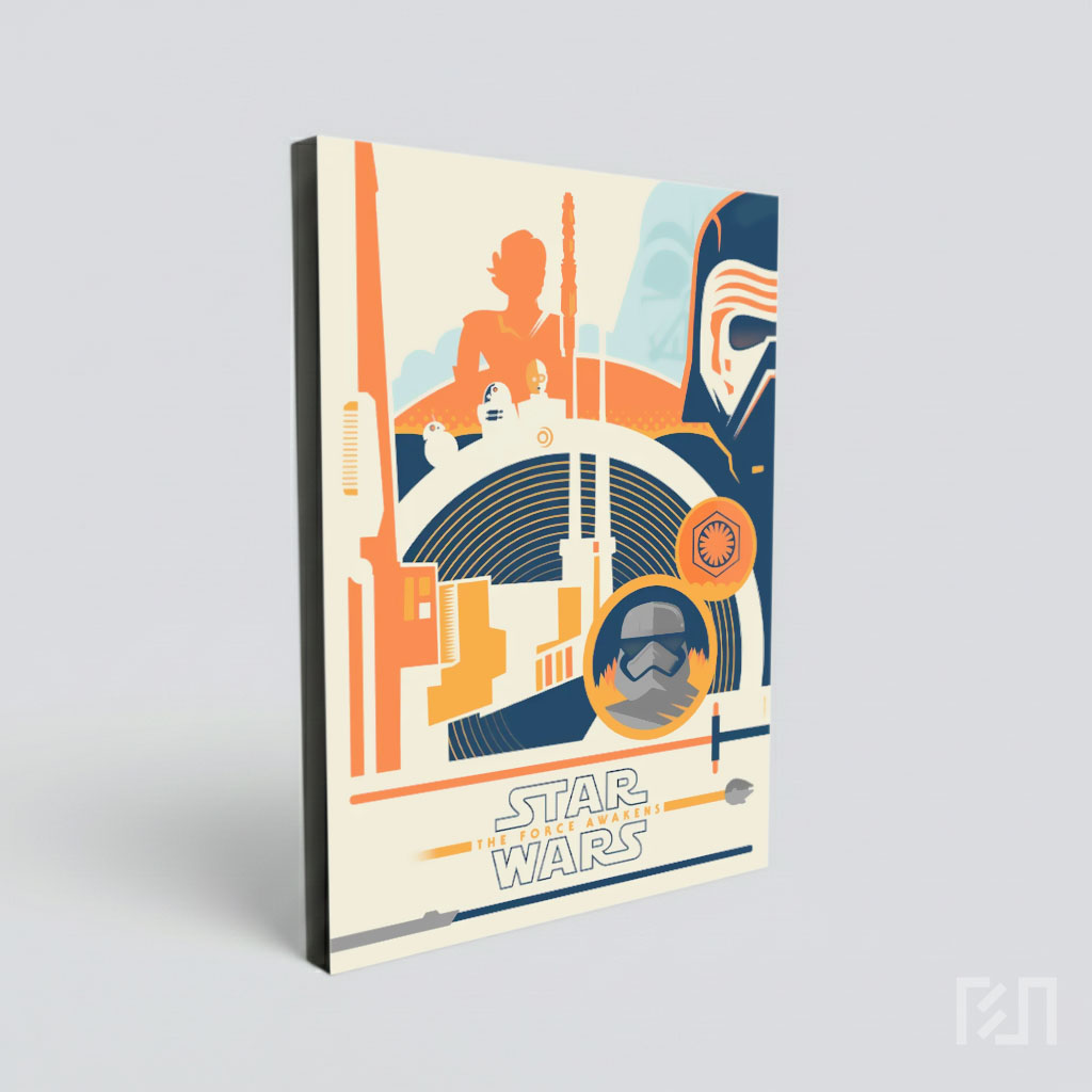 Poster Ilustrasi Retro Star Wars The Force Awakens