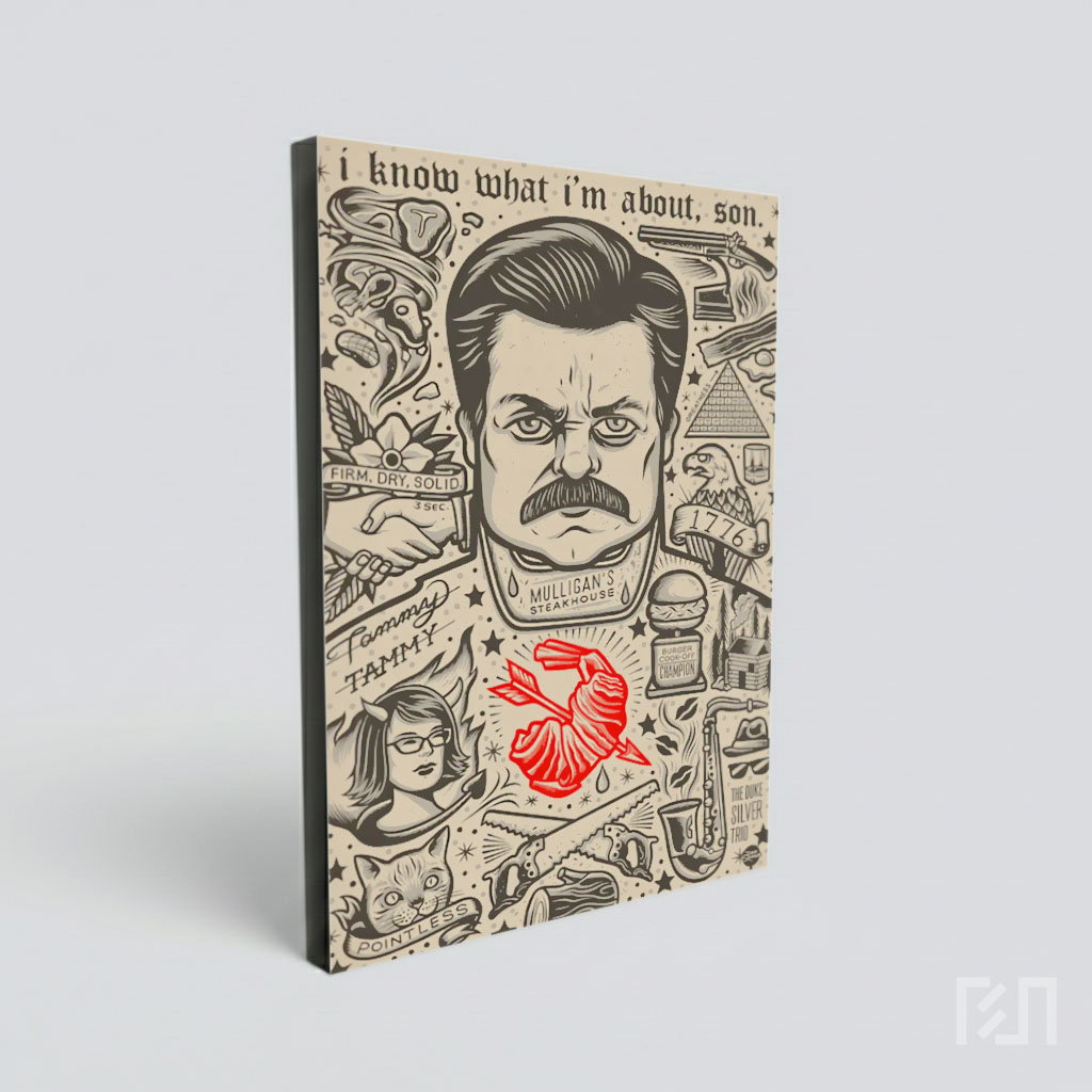 Poster Ilustrasi Ron Swanson dari Parks and Recreation