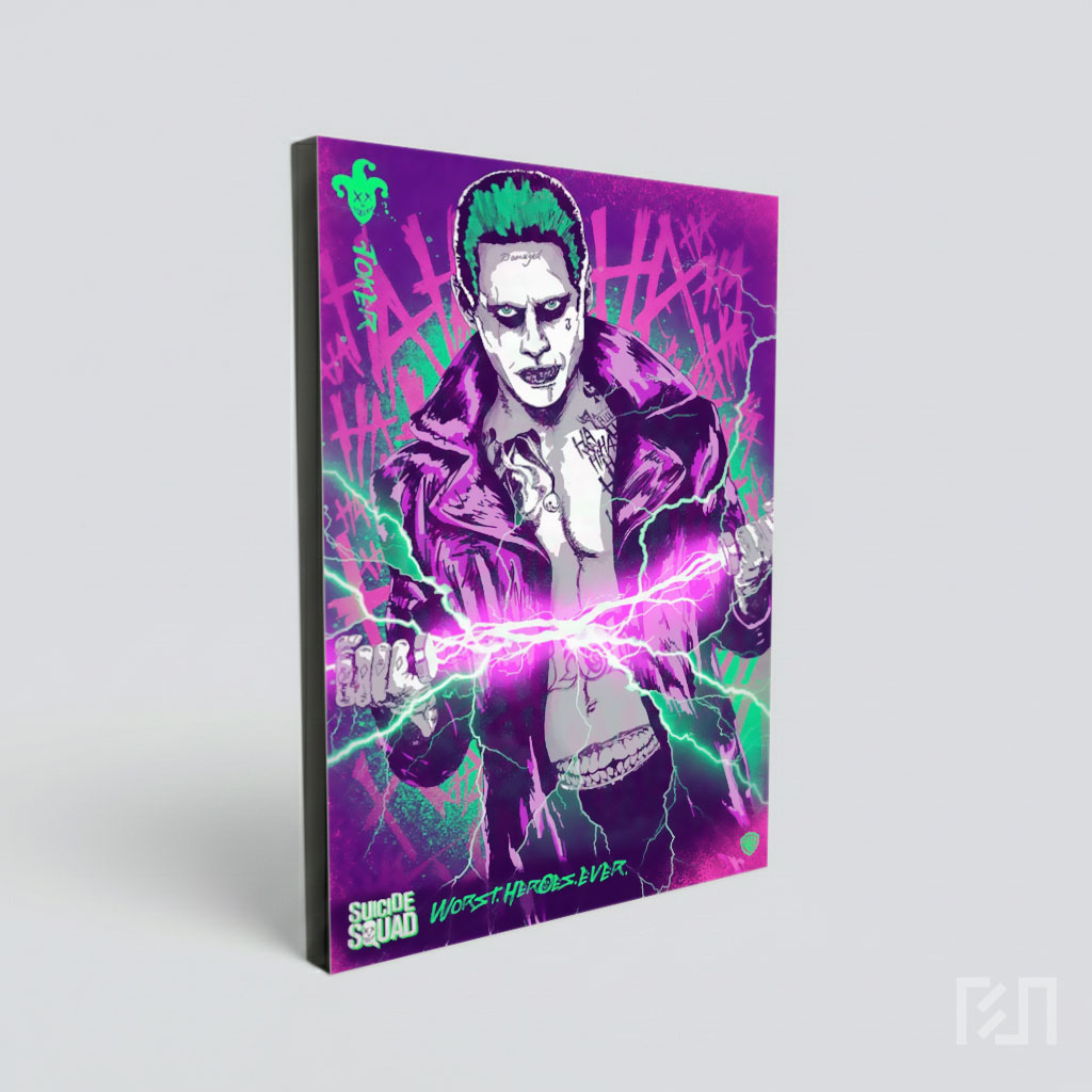 Poster Joker Seni Digital dengan Efek Petir
