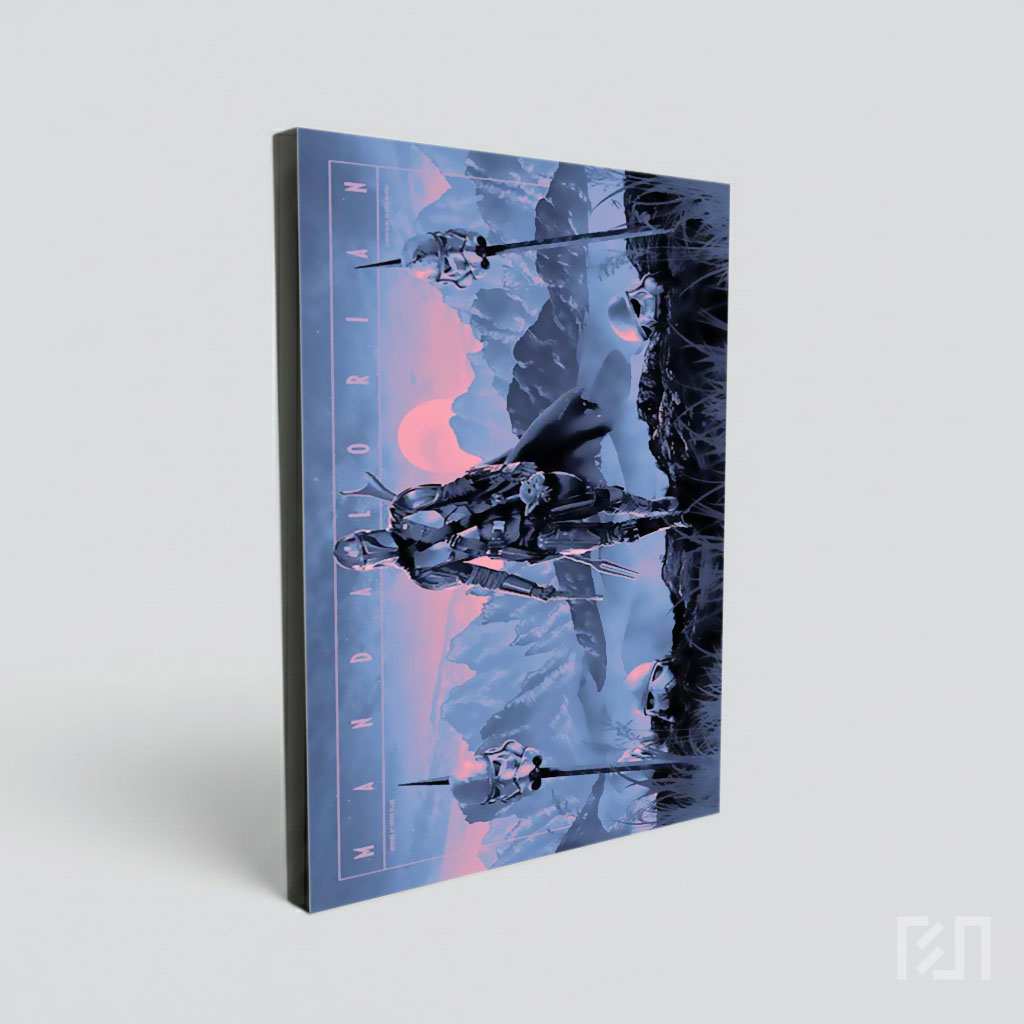 Poster Mandalorian Berlatar Belakang Bulan Merah