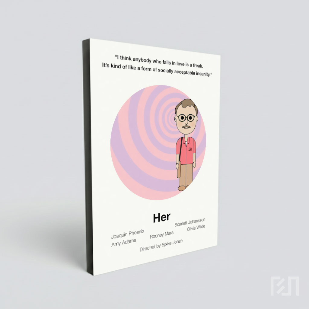 Poster Minimalis Film Her Dibintangi Joaquin Phoenix