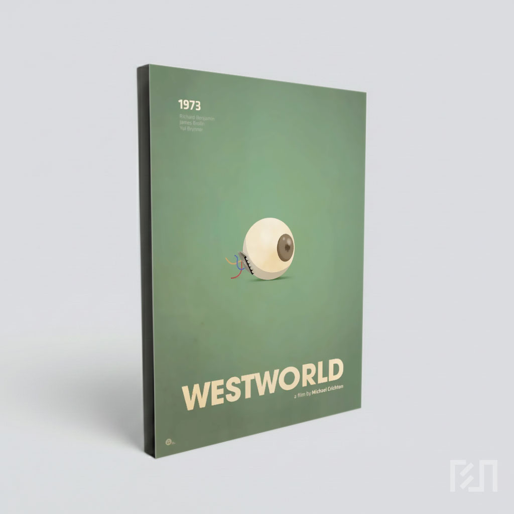 Poster Minimalis Film Sci-Fi Westworld 1973