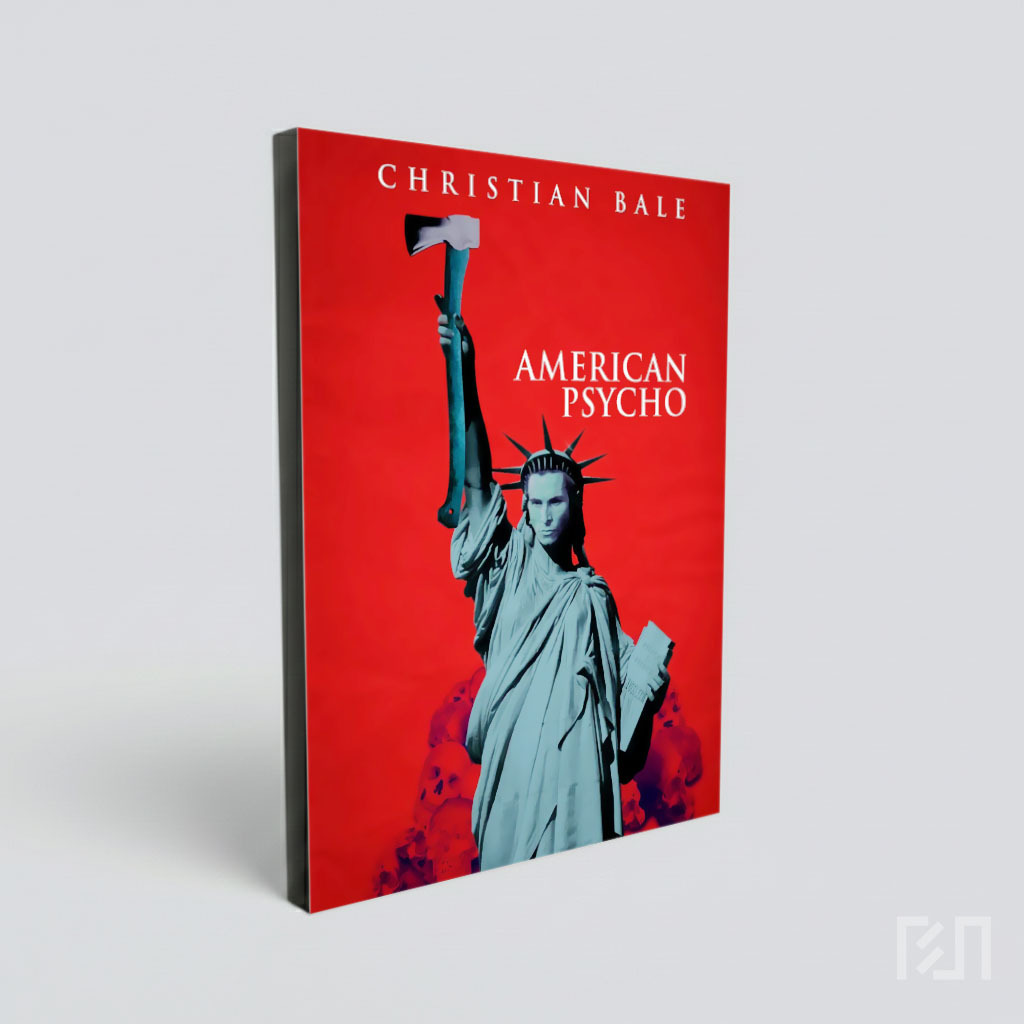 Poster Parodi American Psycho dengan Patung Liberty