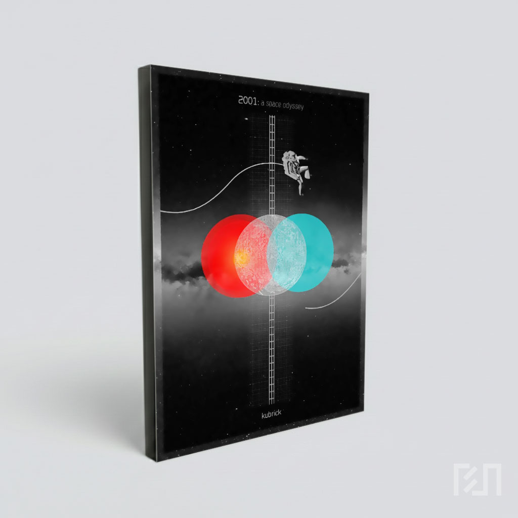 Poster Seni Abstrak Astronot dan Planet