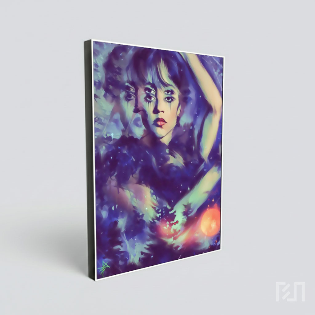 Poster Seni Abstrak Wanita Kosmik