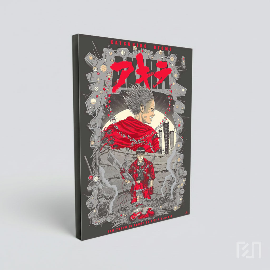 Poster Seni Anime Akira dengan Karakter Ikonik