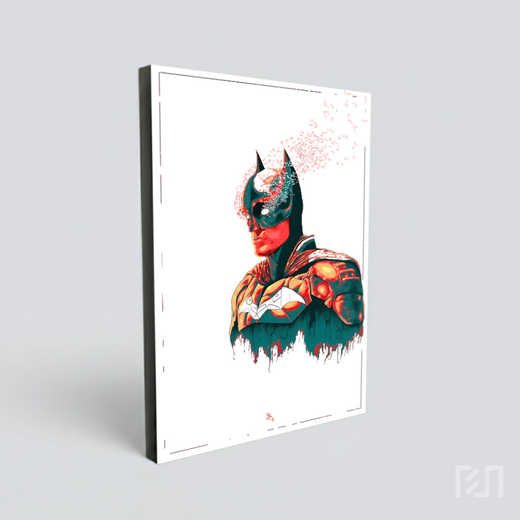 Poster Seni Batman dengan Latar Belakang Merah