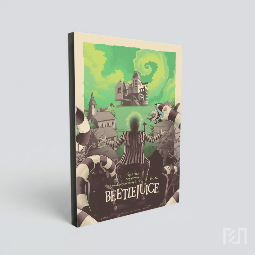 Poster Seni Beetlejuice dengan Karakter Ikonik